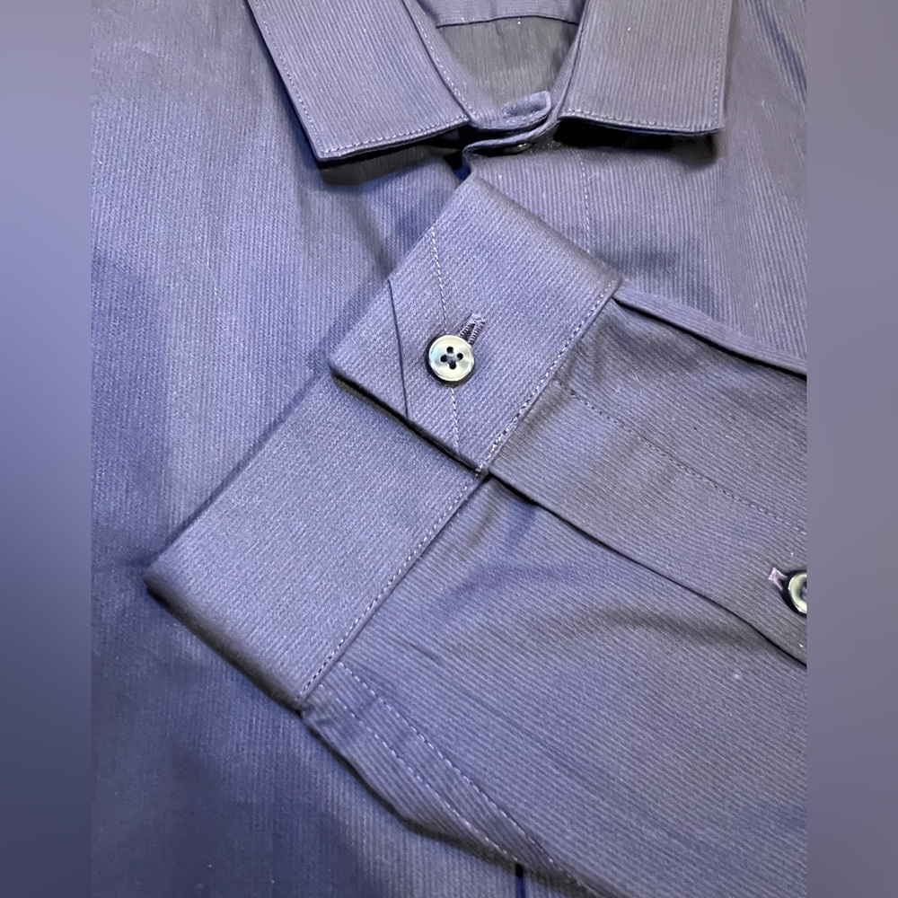 NWT Zara Dark Blue Dress Shirt slim fit size L - Picture 3 of 4
